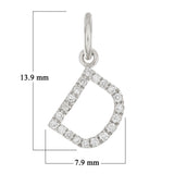 14k White Gold Diamond Initial Letter D Charm Pendant - Letter D,White