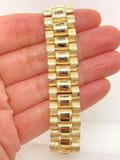10k Yellow Gold Watch Link Chain Bracelet Adjustable 7.5" - 8" 14.8mm 33.5 grams