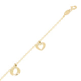 Italian 14k Yellow Gold Heart & Oval Charm Anklet/Bracelet 10" 3 grams
