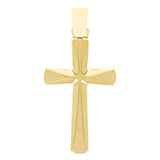 Italian 14k Yellow Gold Hollow 3D Sand Blast Cross Charm Pendant 1.4" 2.3 grams