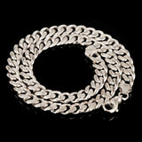 14k White Gold Solid Heavy Miami Cuban Chain Link Necklace 30" 10 mm 197.9 grams with Lobster Clasp - White,30"