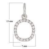 14k White Gold Diamond Initial Letter O Charm Pendant - Letter O,White