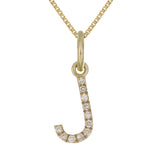 14k Yellow Gold Diamond Initial Letter J Charm Pendant Necklace 18" - Letter J,Yellow