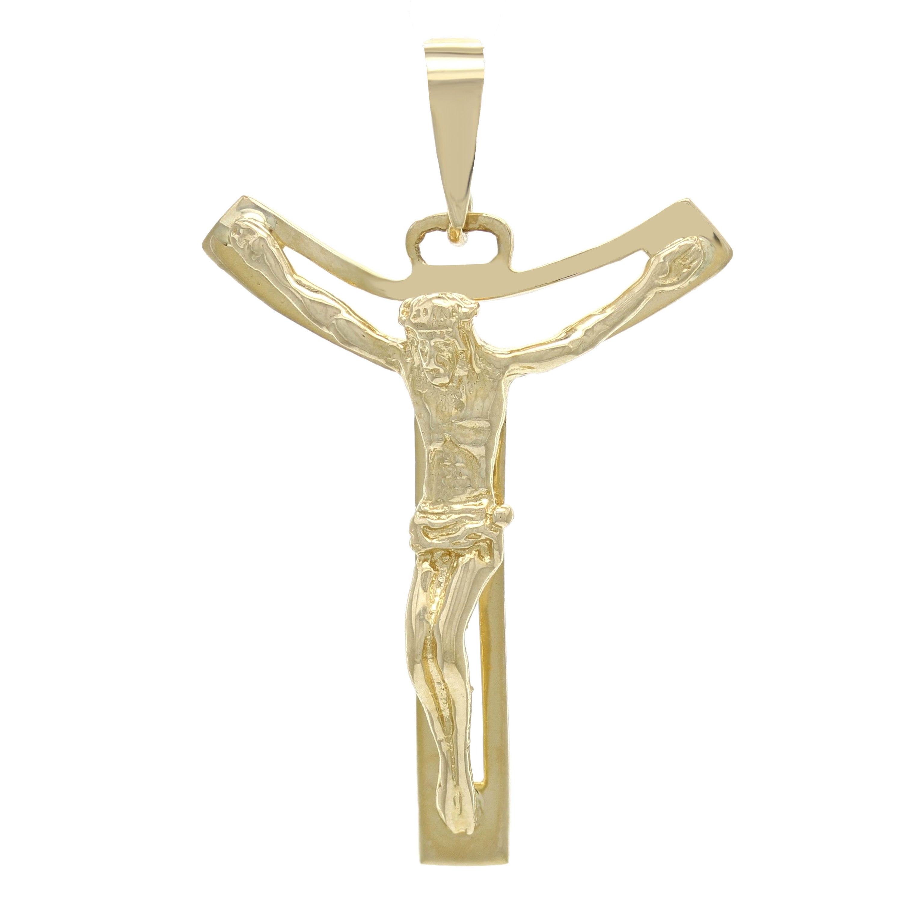 14k Yellow Gold Jesus Christ Crucifix Cross Pendant Religious Charm 3.5 grams - Yellow