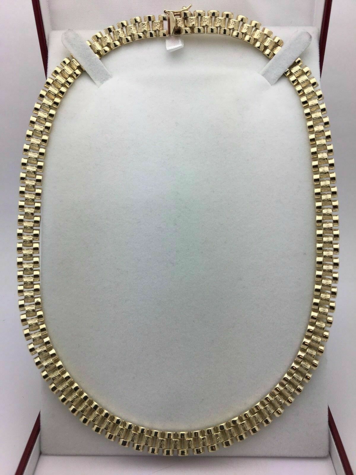 Men's 10k Yellow Gold Solid 18" Watch Link Chain Necklace 8.5 mm 44.2 grams - Yellow,18"