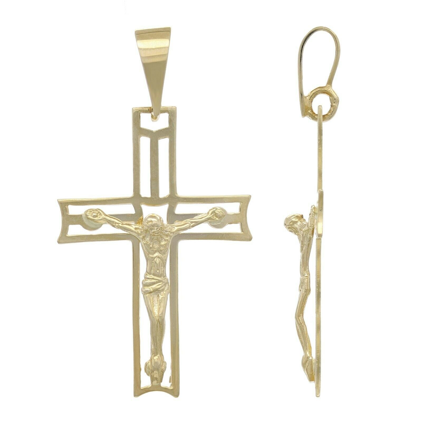 14k Yellow Gold Jesus Crucifix Religious Cross Charm Pendant 2.4 grams