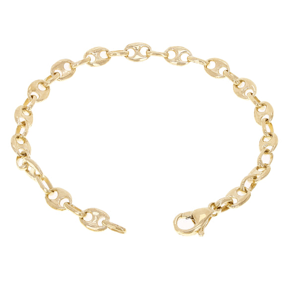 14k Yellow Gold Solid  Mariner Anchor Link Chain Bracelet 7