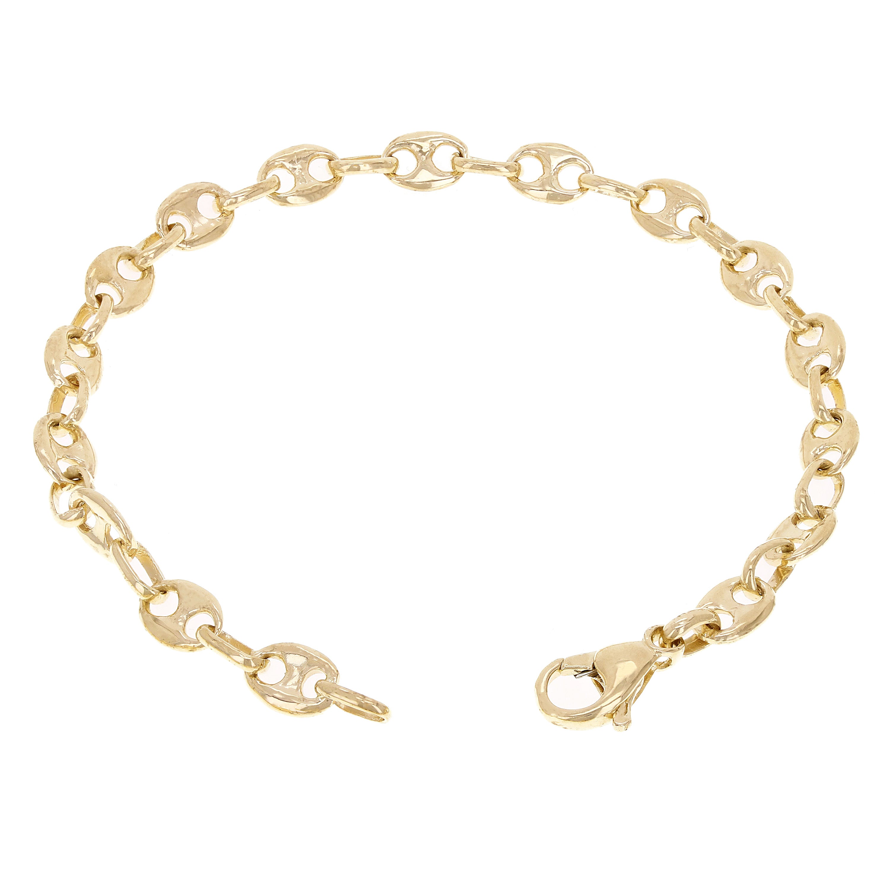14k Yellow Gold Solid  Mariner Anchor Link Chain Bracelet 7" - 9" 6.4mm
