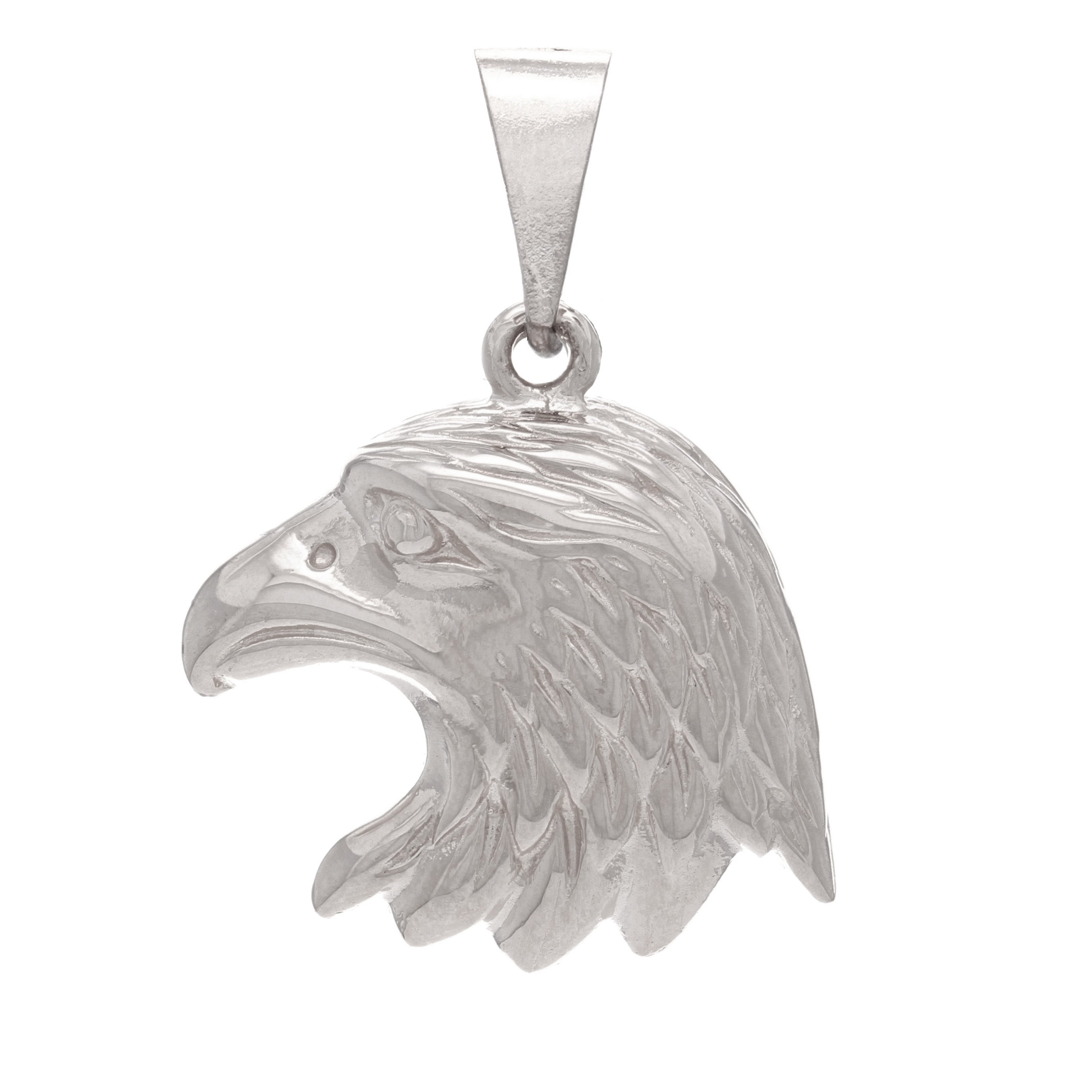 14k White Gold Solid American Eagle Charm Pendant 1.25" 5.6 grams - White