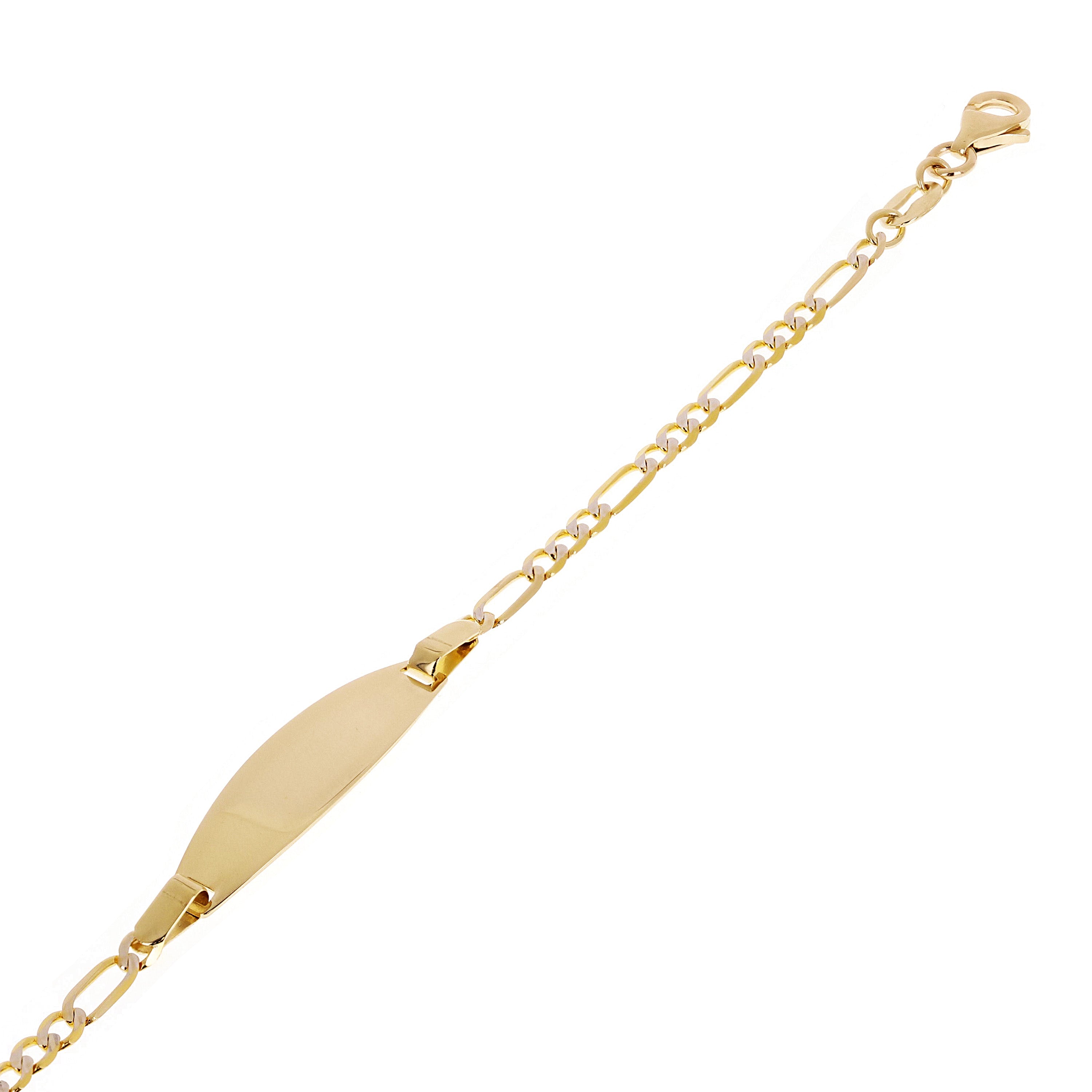 Italian 14k Two Tone Gold Engravable Baby Kids Cuban ID Bracelet 6" 2.3 grams