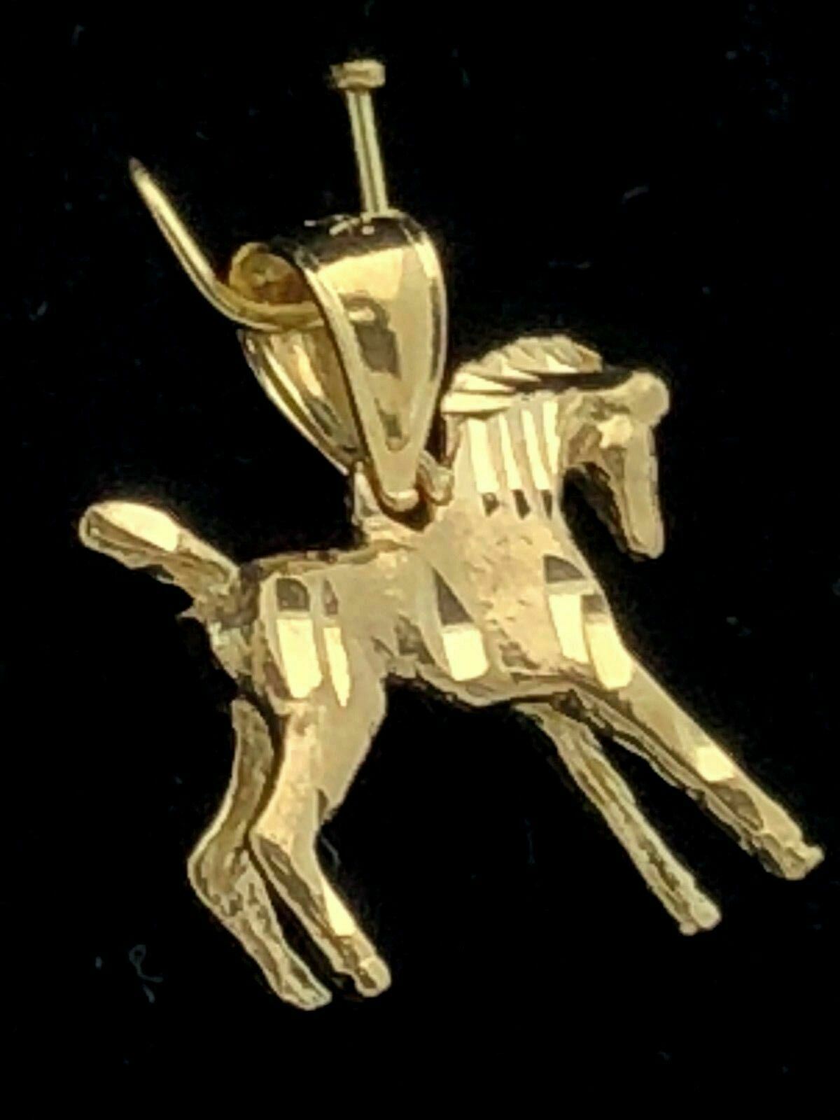 14k Yellow Gold Solid Horse Charm Pendant 2.2 grams
