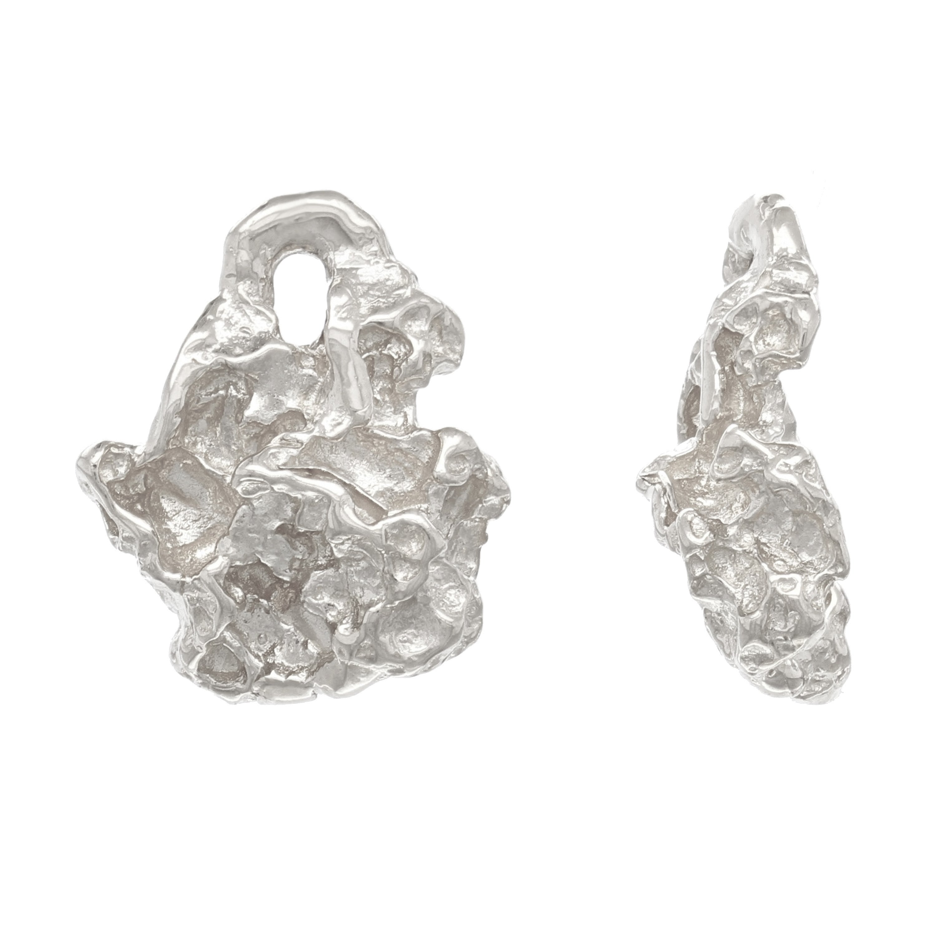 10k White Gold Nugget Style Free Form Pendant - White