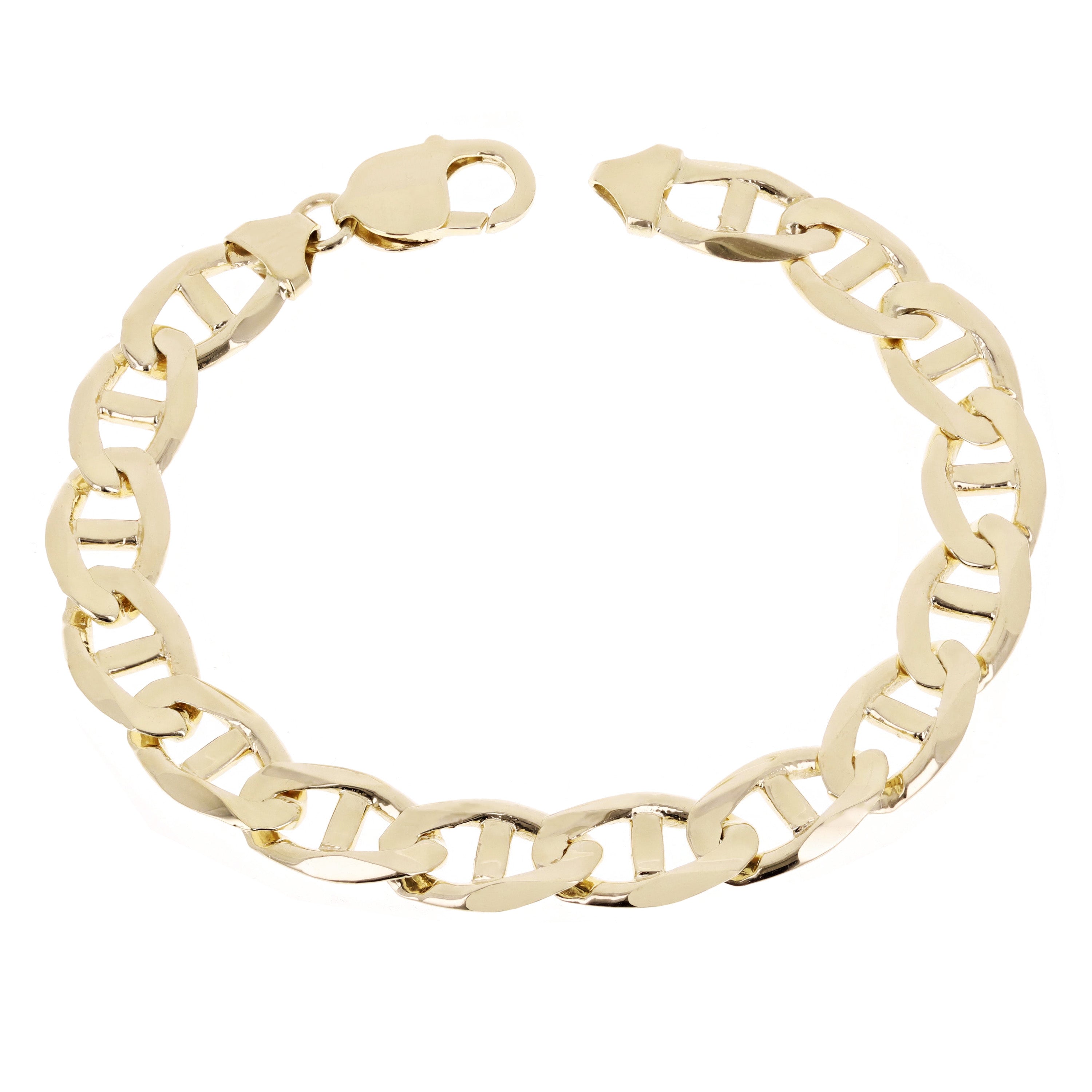 14k Yellow Gold Concave Mariner Chain Bracelet 8" 10mm 26.3 grams