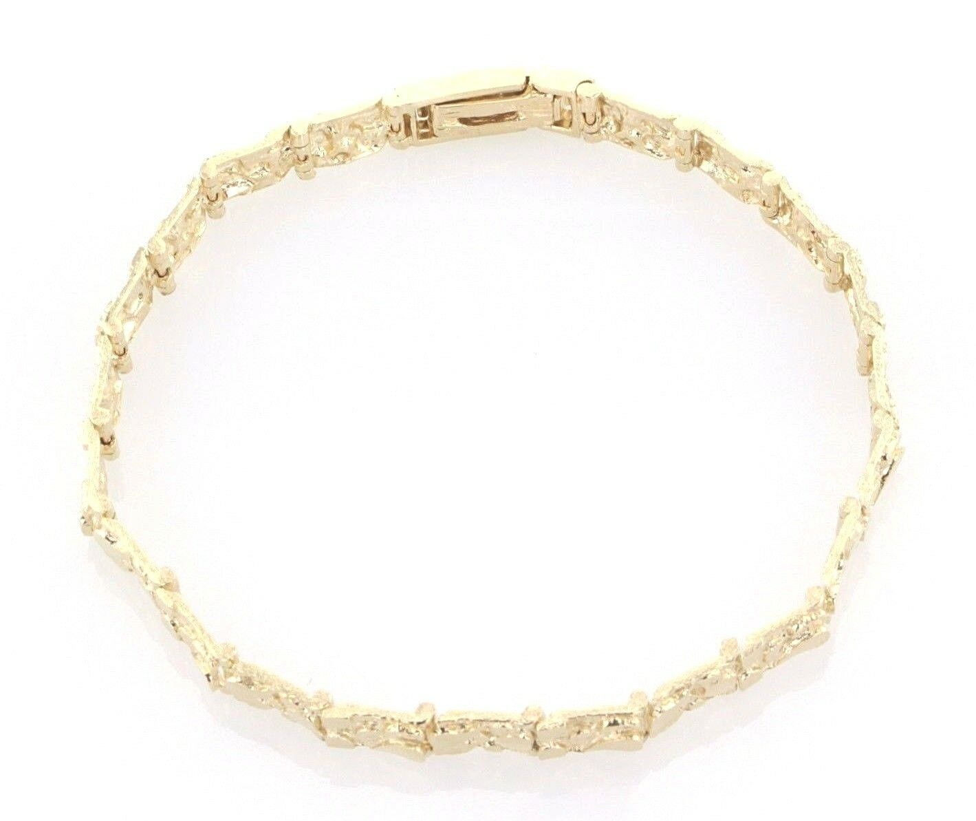 10k Yellow Gold Nugget Bracelet Adjustable 8-8.5" 7mm 15.1 grams