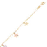 Italian 14k Tri-Color Gold Star Charm Rolo Chain Anklet/Bracelet 10" 3.9 grams