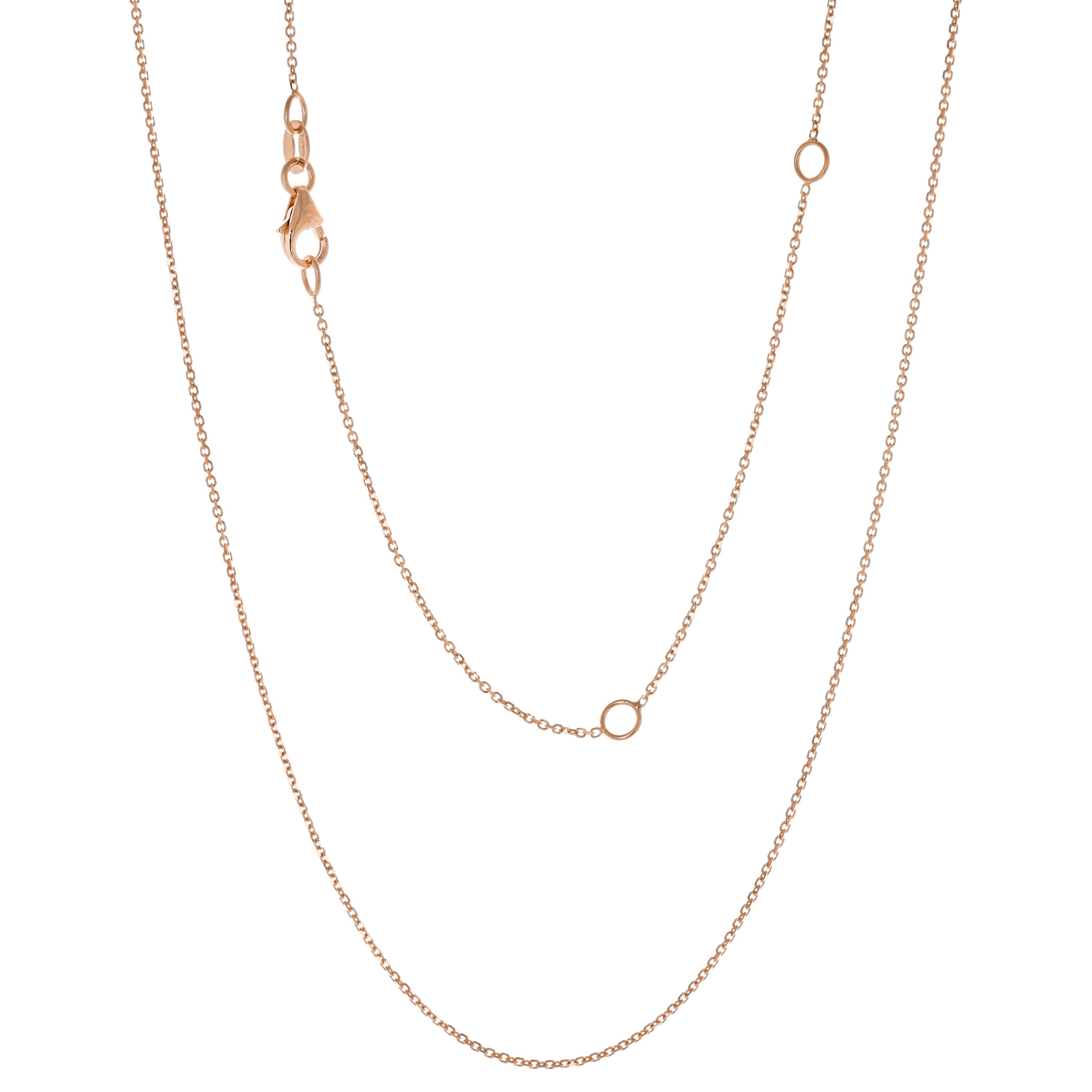 Italian 14k Rose Gold Rolo Chain Necklace Adjustable 16-20" 1mm - 1.7 grams - 1.0 mm