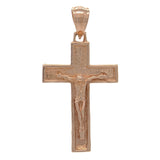 14k Rose Gold Jesus Christ Crucifix Cross Religious Charm Pendant 1.18" 2 grams - Rose