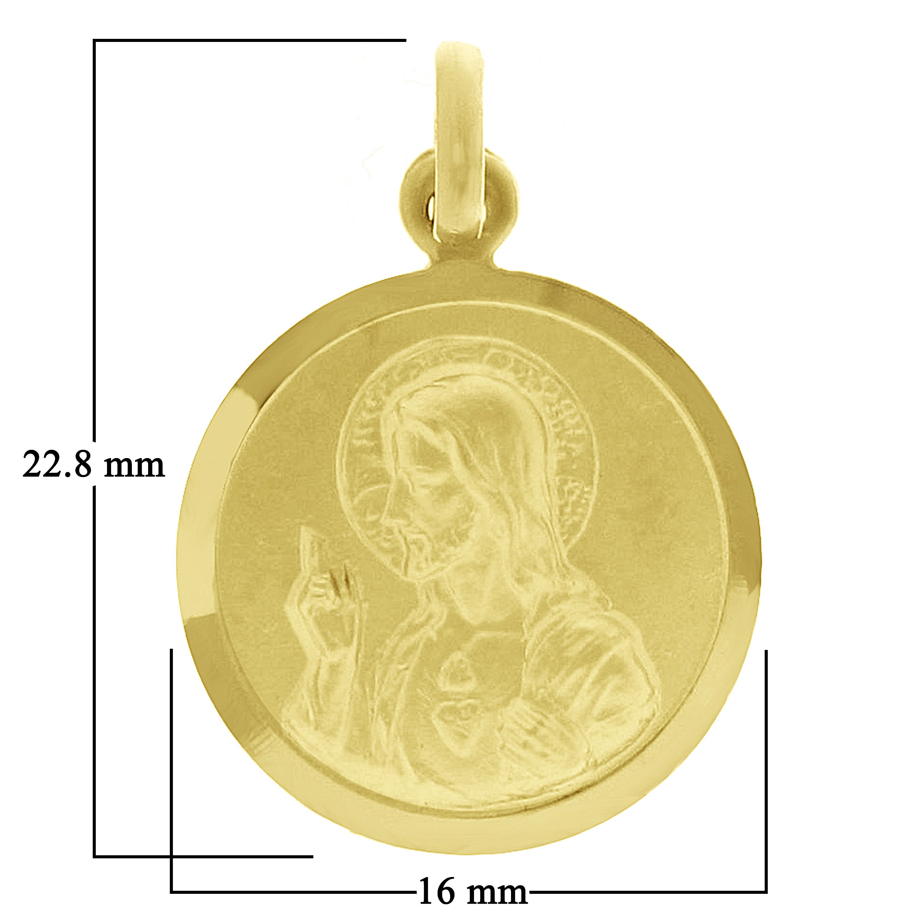 Italian 14k Yellow Gold Reversible Guadalupe & Sacred Heart of Jesus Medal Charm