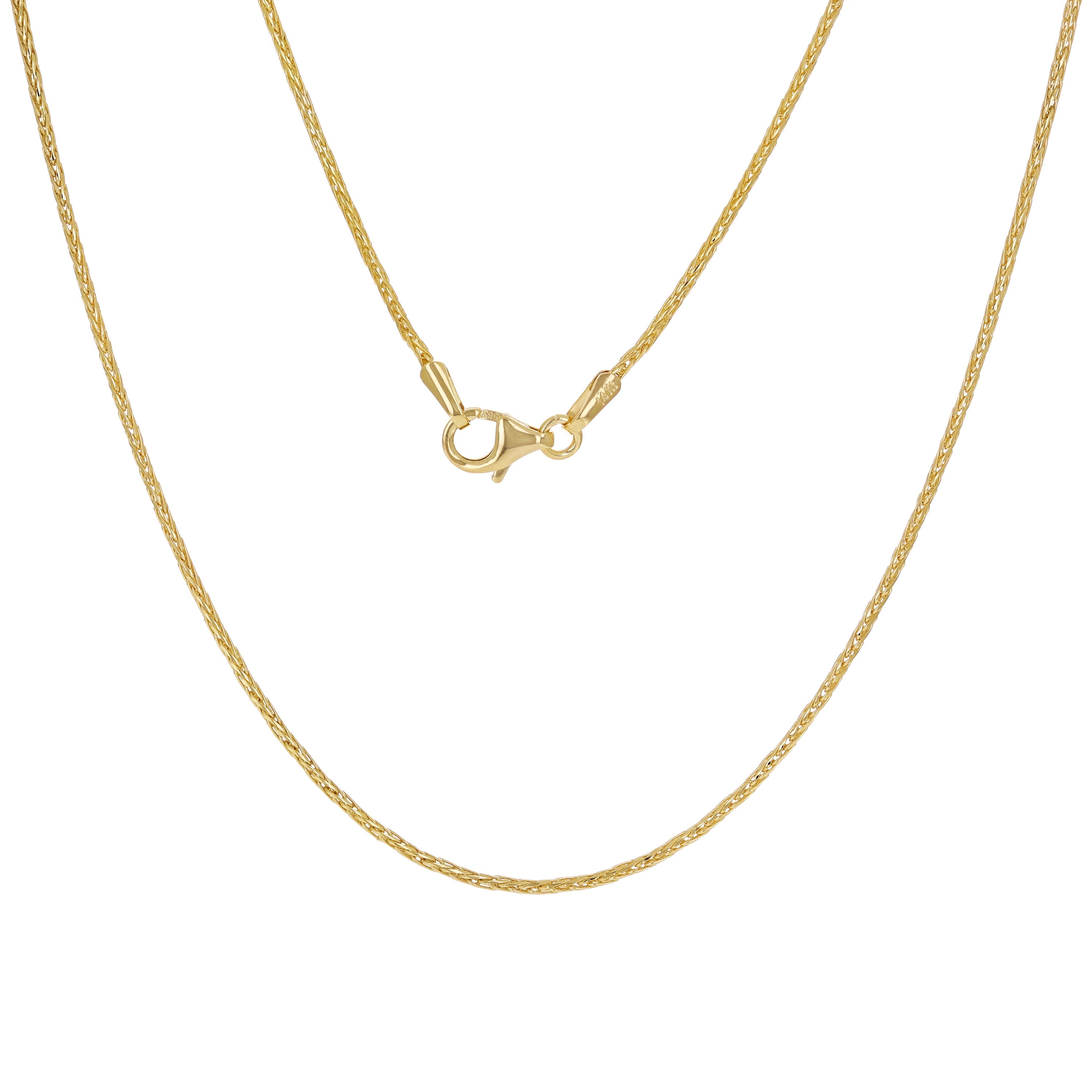 Italian 14k Yellow Gold Spiga Chain Necklace 1.1mm 16" 3grams - Yellow,1.1mm 16" 3 grams