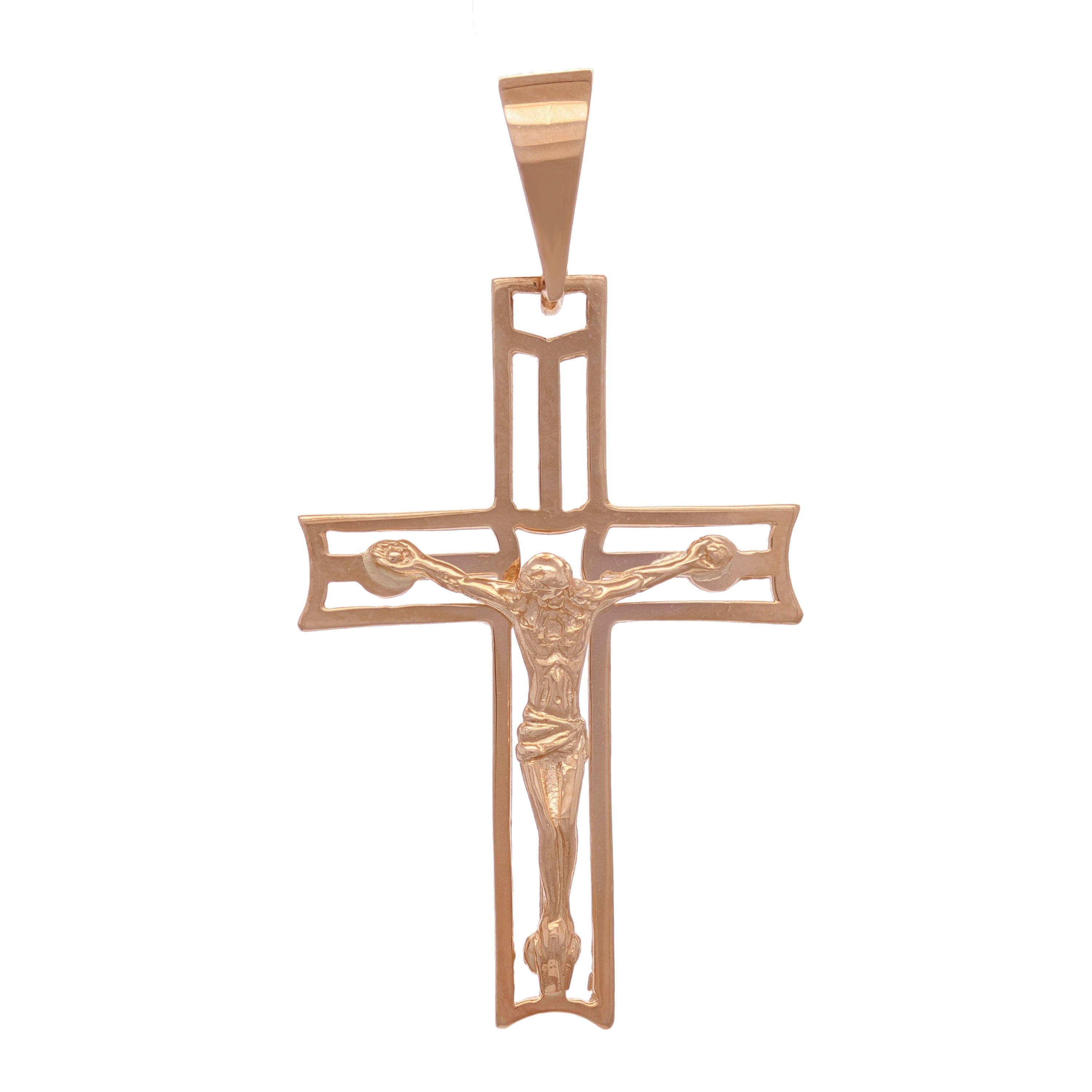 14k Rose Gold Jesus Christ Crucifix Cross Religious Charm Pendant 2.4 grams - Rose