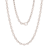 14k White Gold Handmade Fashion Link Necklace 20" 6.5mm - 20"