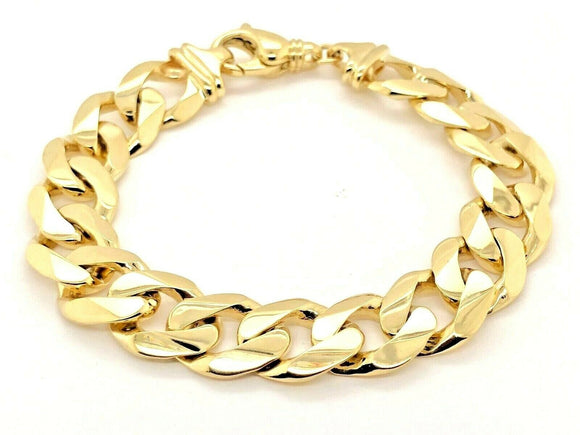 Men's 14k Yellow Gold Solid Heavy Cuban Link Chain Bracelet 8