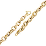 Italian 14k Yellow Gold Hollow Rectangle & Oval Link Bracelet 8" 8.5mm 10 grams