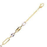 Italian 14k Two Tone Gold Oval & Paper Link Chain Bracelet 7.5" 5.7mm 4.1 grams