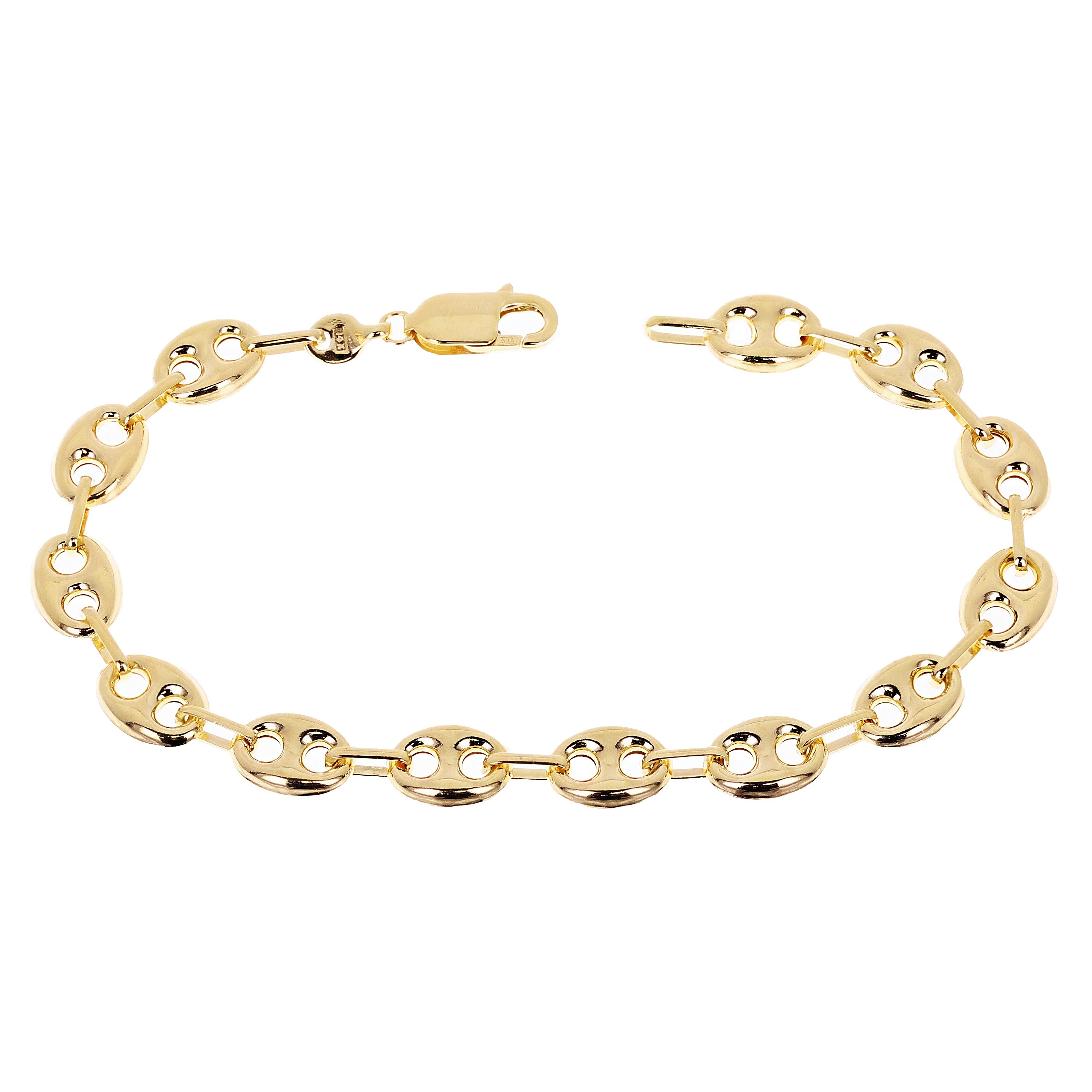 Italian 14k Yellow Gold Fancy 3D Hollow Puff Gucci Link Bracelet 8" 7.7mm 7.4g - 8" 7.7mm