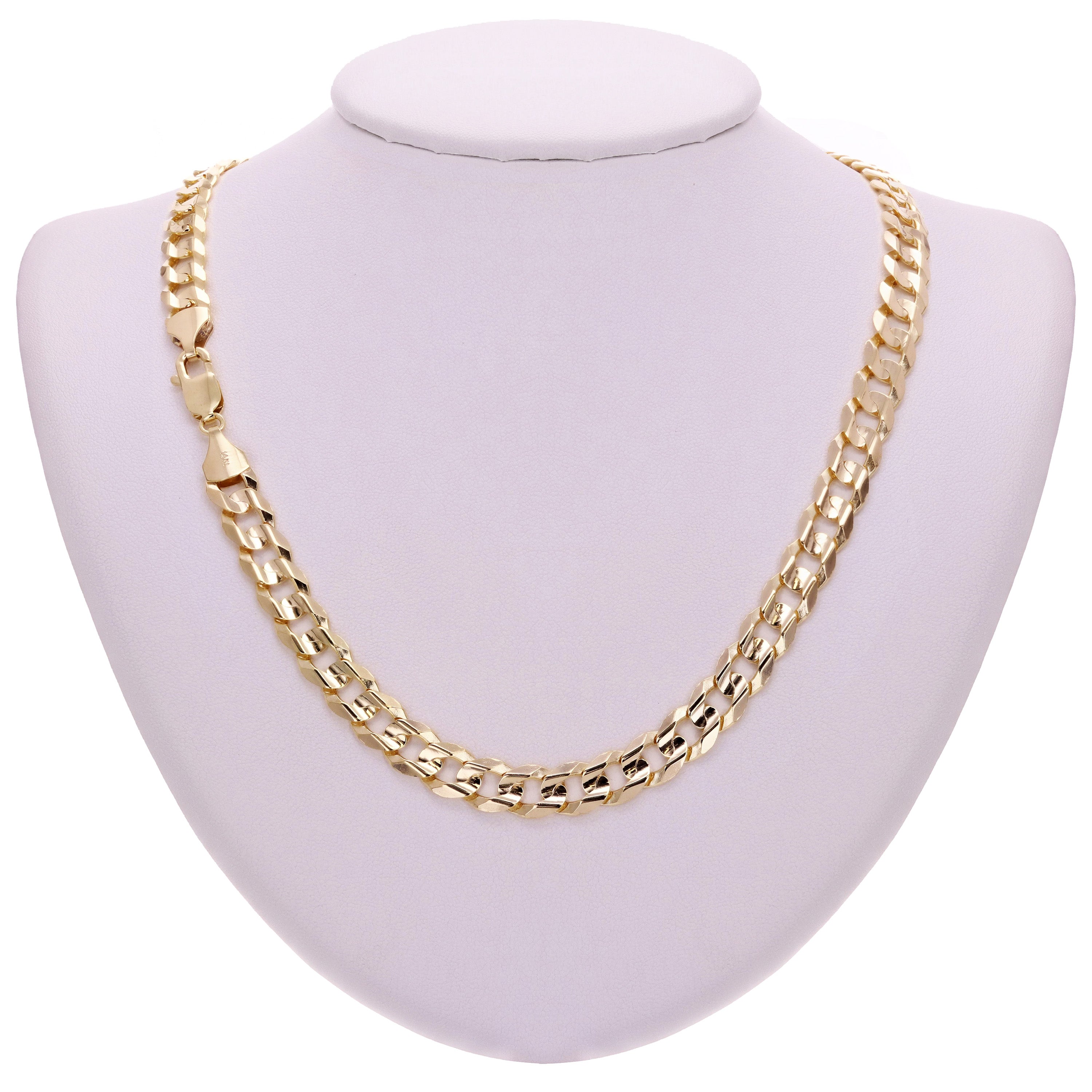 Italian 14k Yellow Gold Solid Concave Curb Cuban Chain Necklace 22" 9mm 50.4gram - Yellow,22" 50.4 grams