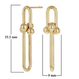 Italian 14k Yellow Gold Solid U Shape Hardwear Link Dangling Earrings 1.4" 3.4g