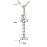 14k White Gold Diamond Initial Letter I Charm Pendant Necklace 18" - Letter I,White