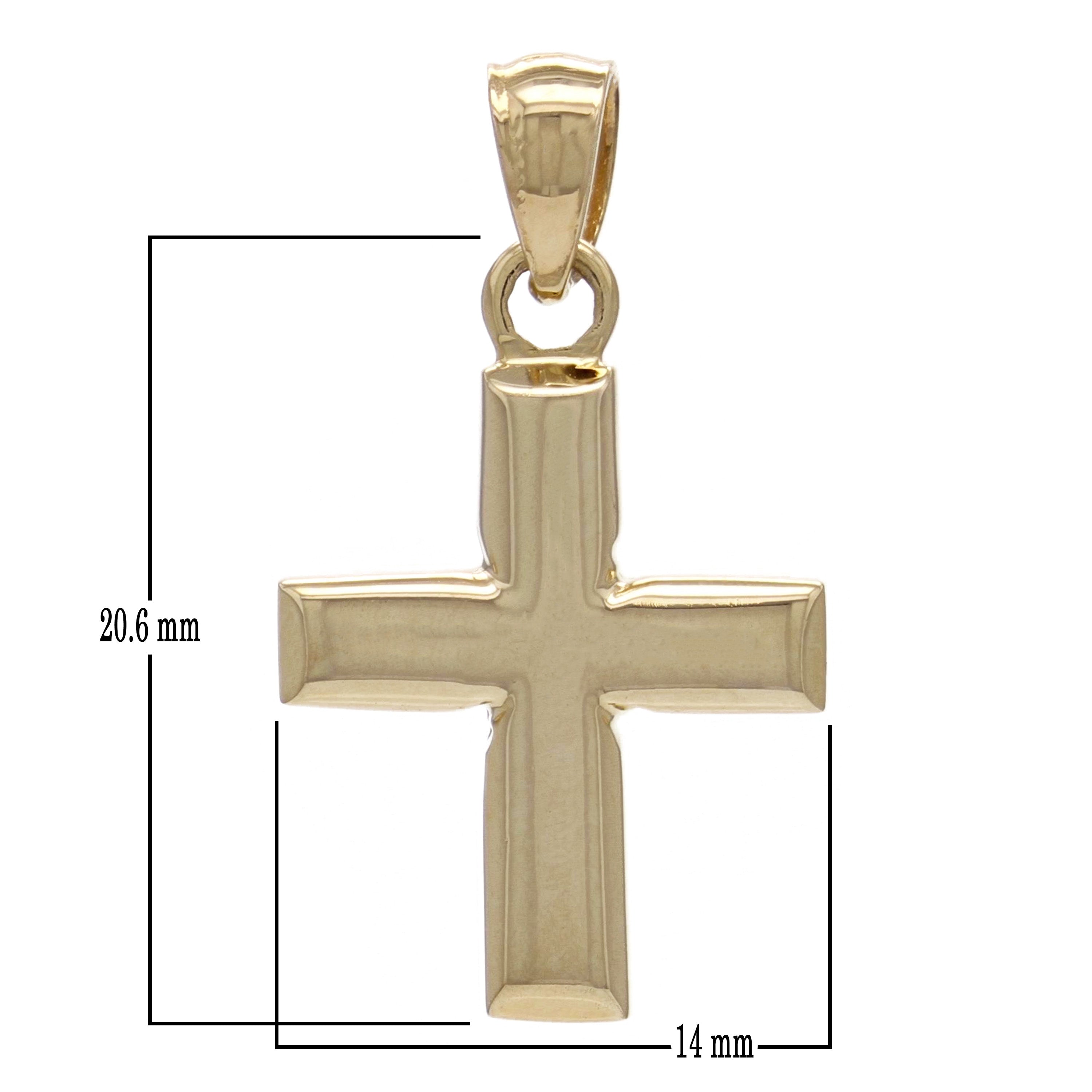 14k Yellow Gold Polished Plain Cross Pendant - Yellow