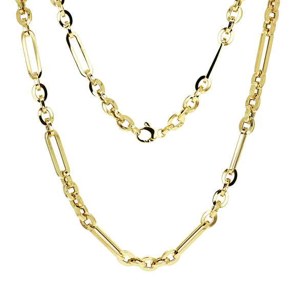 Italian 14k Yellow Gold Oval Paper Clip Link Chain Necklace 18
