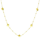 Italian 14k Yellow Gold Square & Ball Beads Station Necklace 18" 5mm 2.7 grams