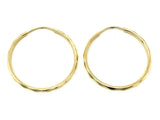 14k Yellow Gold Diamond Cut Round Endless Hoop Earrings 1" 1.5mm 1.7 grams