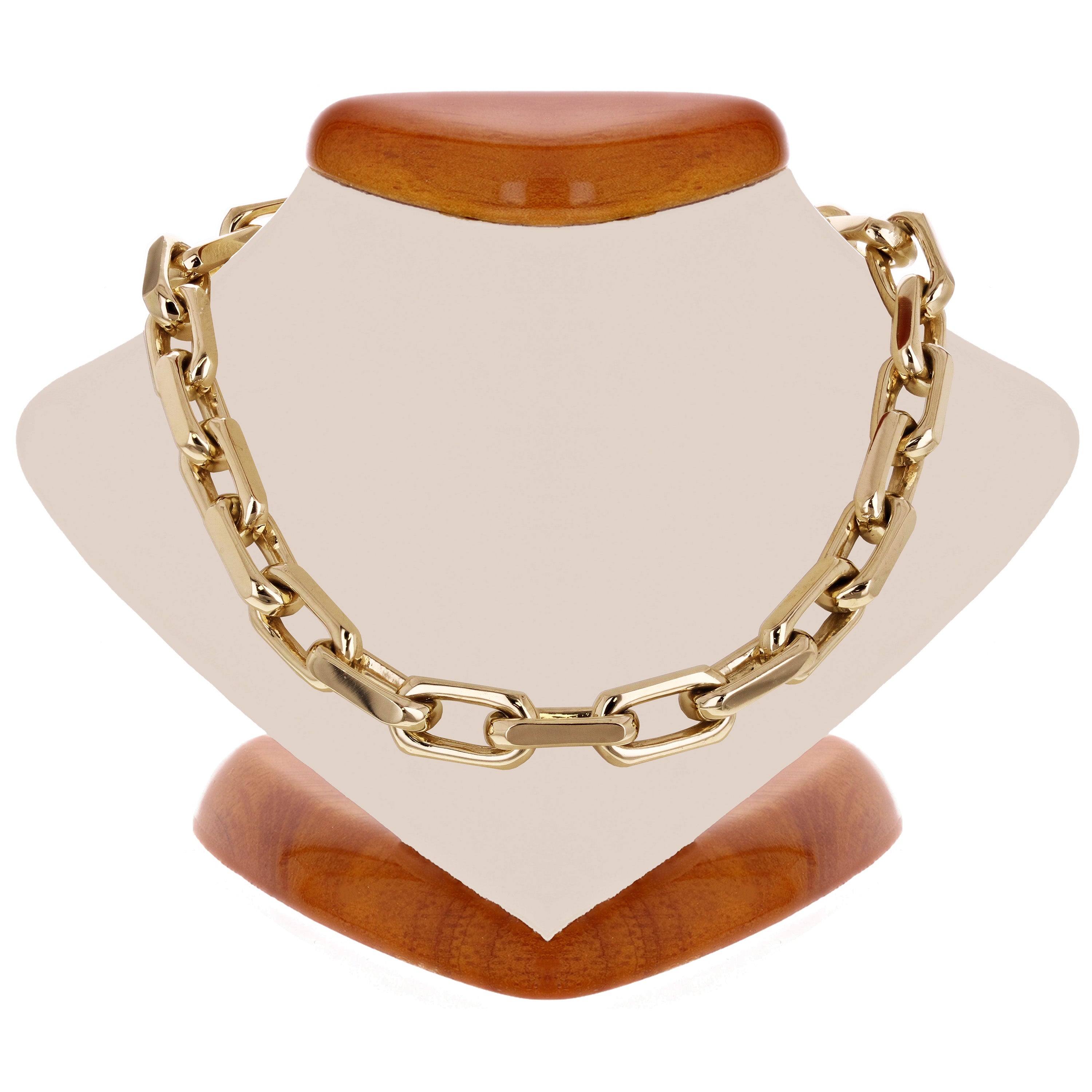 10k Yellow Gold Solid Handmade Rectangle Link Chain Necklace 20" 7mm 88 grams - 20"