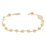 Italian 14k Yellow Gold Diamond-Cut Beaded Rosary Bracelet 7.5" 6mm 6.7 grams