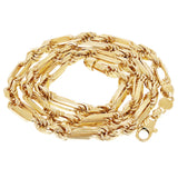 Italian 14k Yellow Gold Solid Milano Figaro Rope Chain Necklace 8mm 24" 122 grams