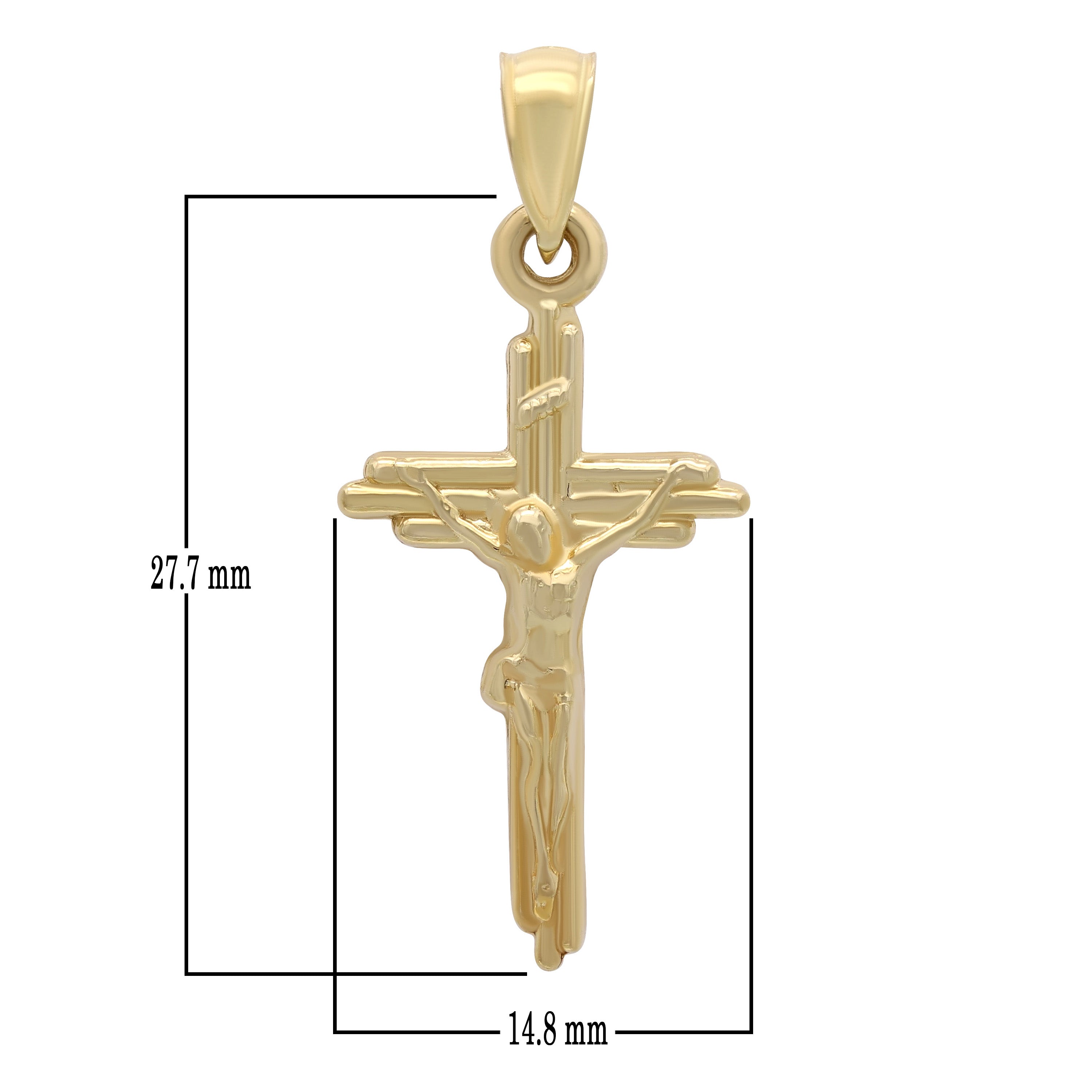 14k Yellow Gold Jesus Christ Crucifix Cross Religious Charm Pendant 1.9 grams - Yellow