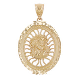14k Yellow Gold Face of Jesus Christ Oval Charm Pendant 1.5" 4.8 grams