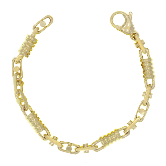 10k Yellow Gold Handmade Spring Barrel Link Bracelet 7