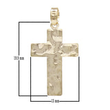 14k Yellow Gold Solid Crumpled Metal Texture Cross Pendant 0.7 gram