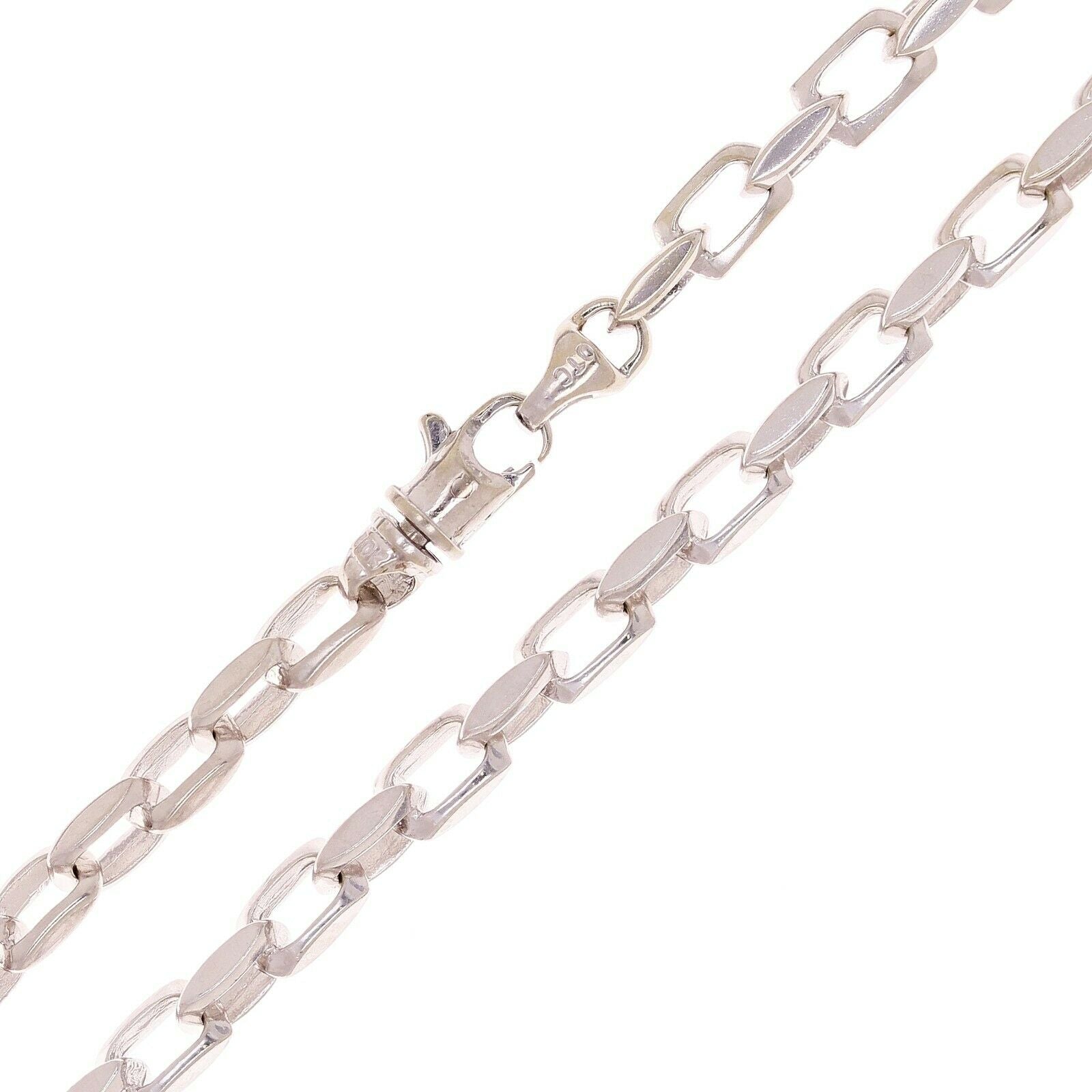 14k White Gold Handmade Fashion Link Necklace 24" 5.5mm 49.2 grams