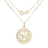 14k Yellow Gold Zodiac Sign Taurus Pendant Necklace 18" - Taurus,Yellow