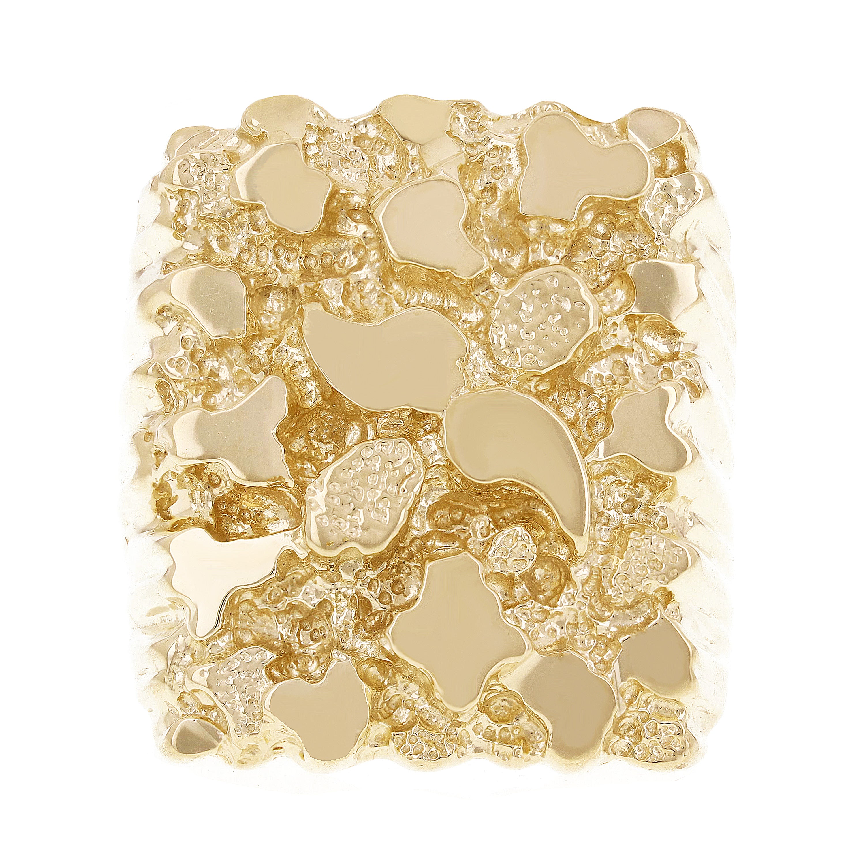 Men's 10k Yellow Gold Solid Nugget Ring Size 7 - 27mm 18 grams - Ring Size 7