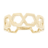 14k Yellow Gold Wide Hexagon Stackable Ring 3.3 grams Size 6.75 - Yellow