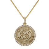 14k Yellow White or Rose Gold Diamond PISCES Zodiac Sign Pendant Necklace 18" - Pisces,Yellow