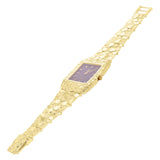 10k Yellow Gold Nugget Bracelet Link Wrist Watch Geneve with Diamond 8.5-9" 55g.