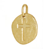 14k Yellow Gold Medallion Cross Religious Charm Pendant 1.1" 8.1 grams